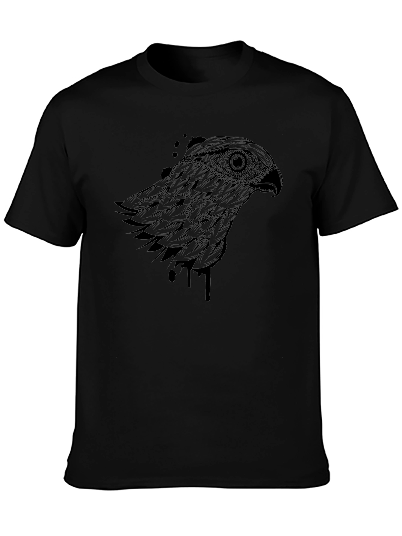 Mens Black Graphic Tee - Eagle Design