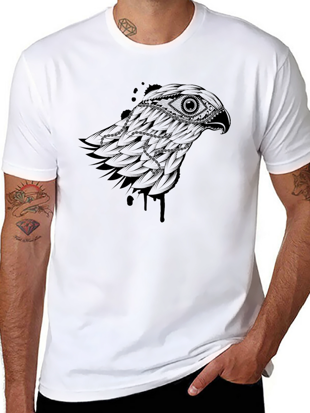 Mens Black Graphic Tee - Eagle Design
