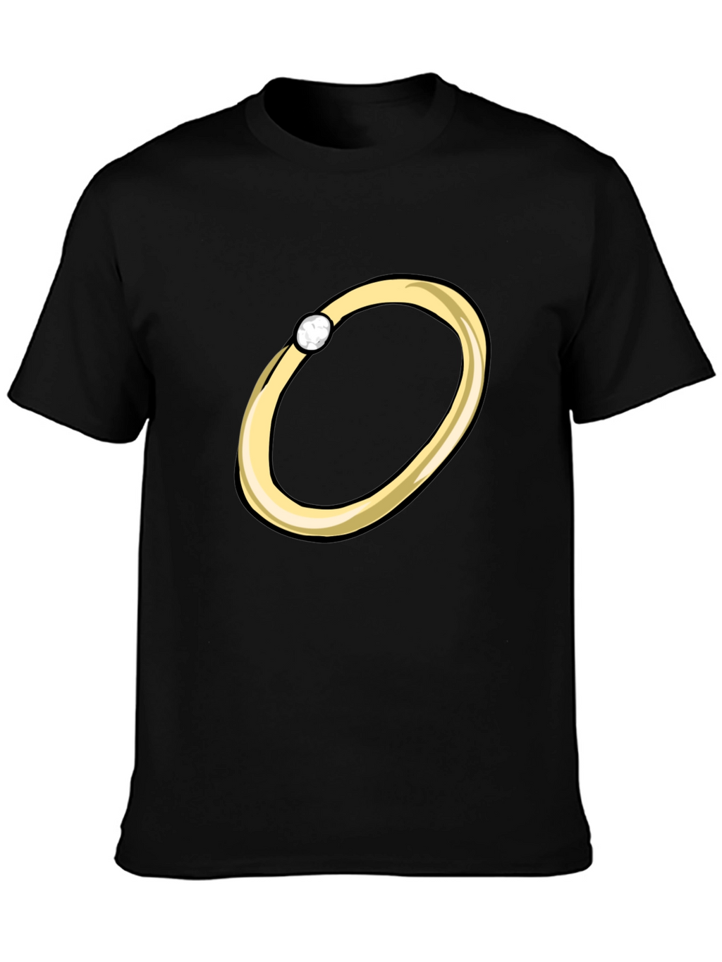 Cartoon Ring Graphic Tee - Stylish Black T-Shirt