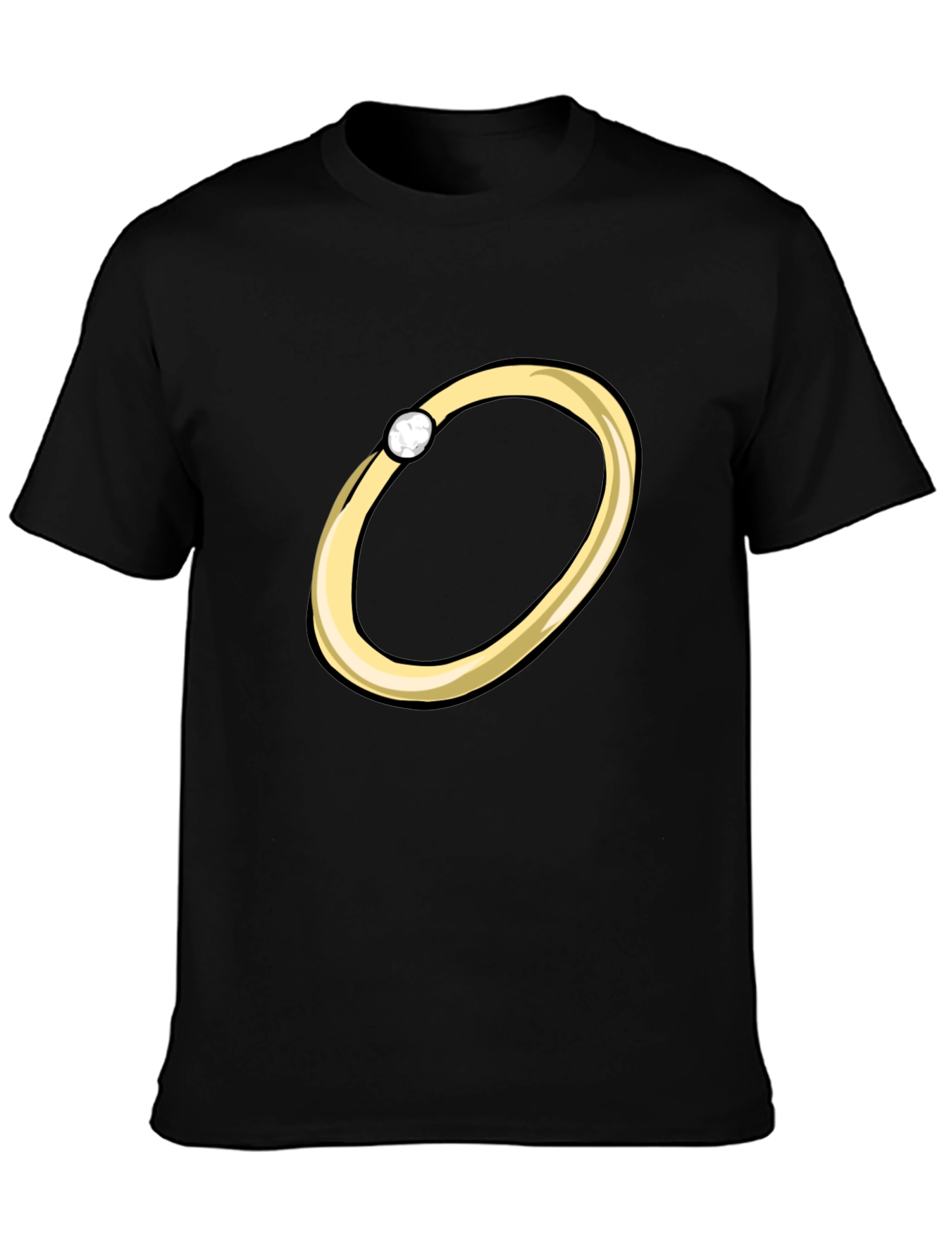 Cartoon Ring Graphic Tee - Stylish Black T-Shirt