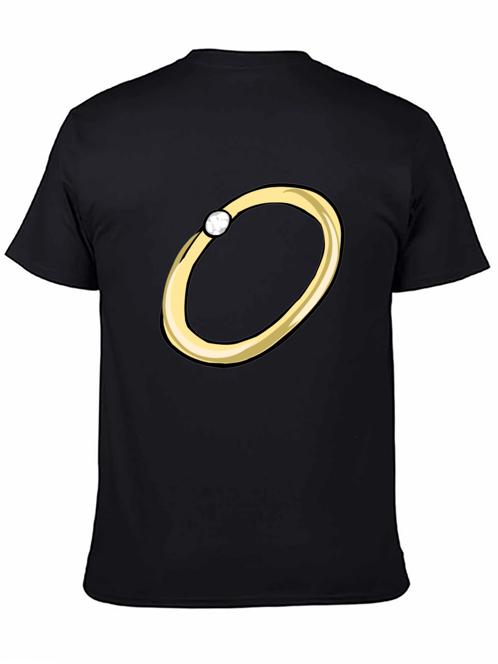 Cartoon Ring Graphic Tee - Stylish Black T-Shirt