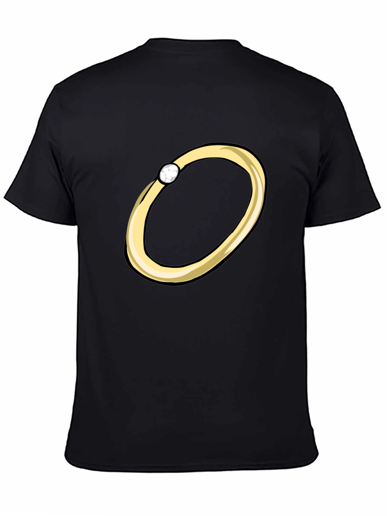 Cartoon Ring Graphic Tee - Stylish Black T-Shirt