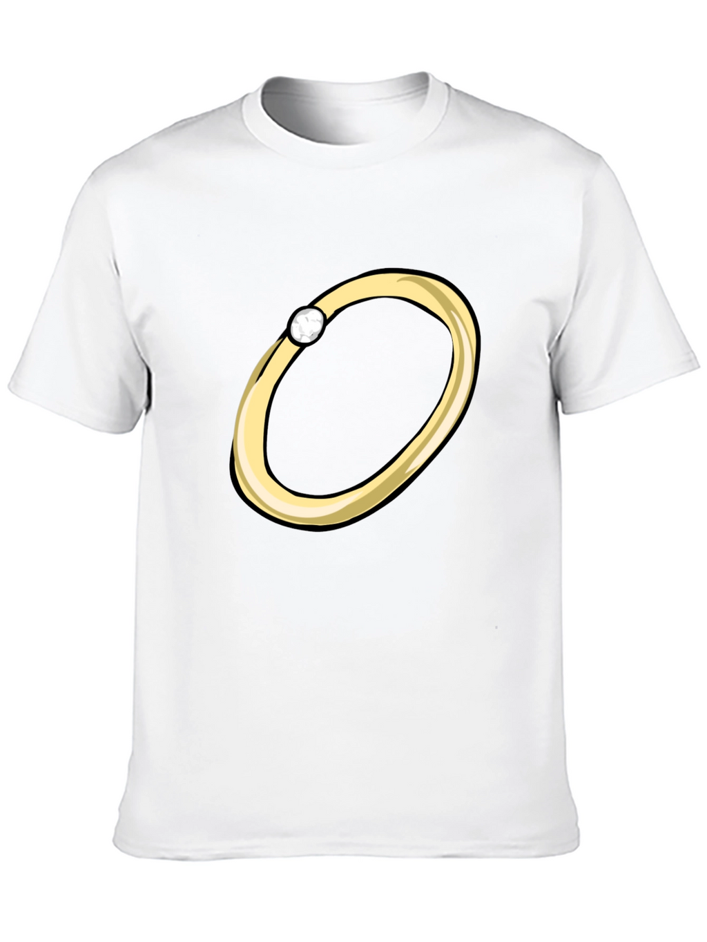 Cartoon Ring Graphic Tee - Stylish Black T-Shirt