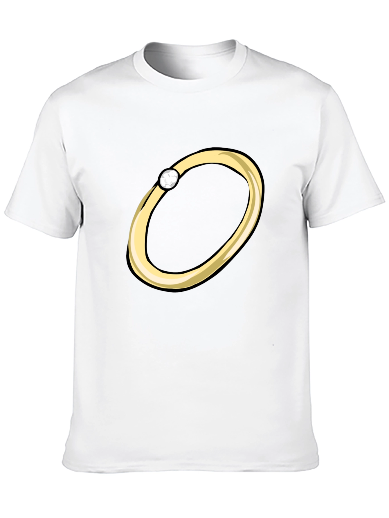 Cartoon Ring Graphic Tee - Stylish Black T-Shirt