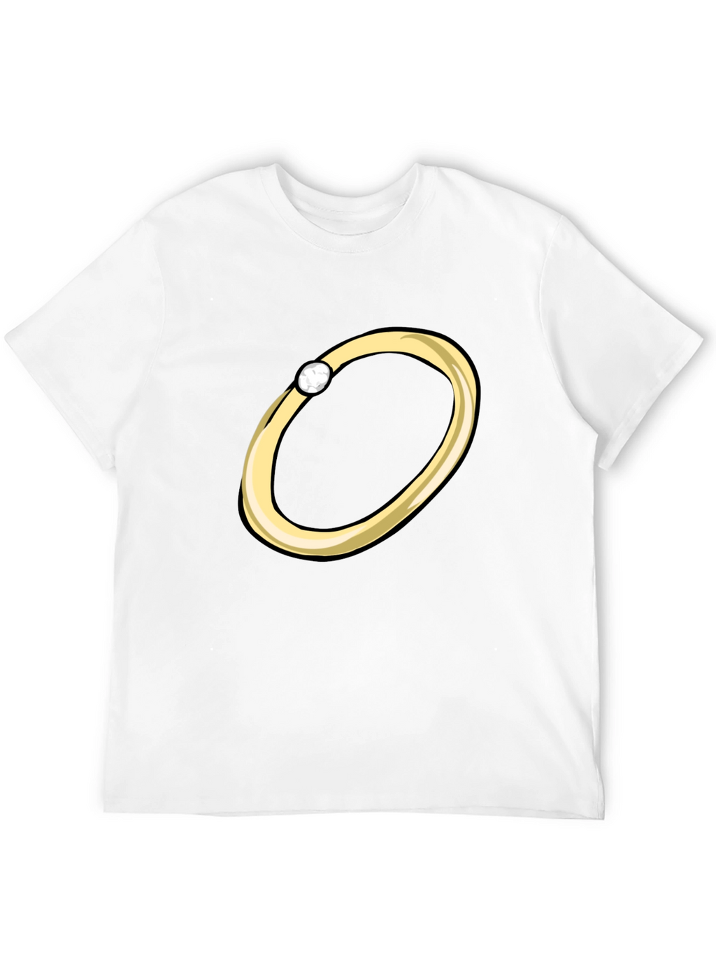 Cartoon Ring Graphic Tee - Stylish Black T-Shirt