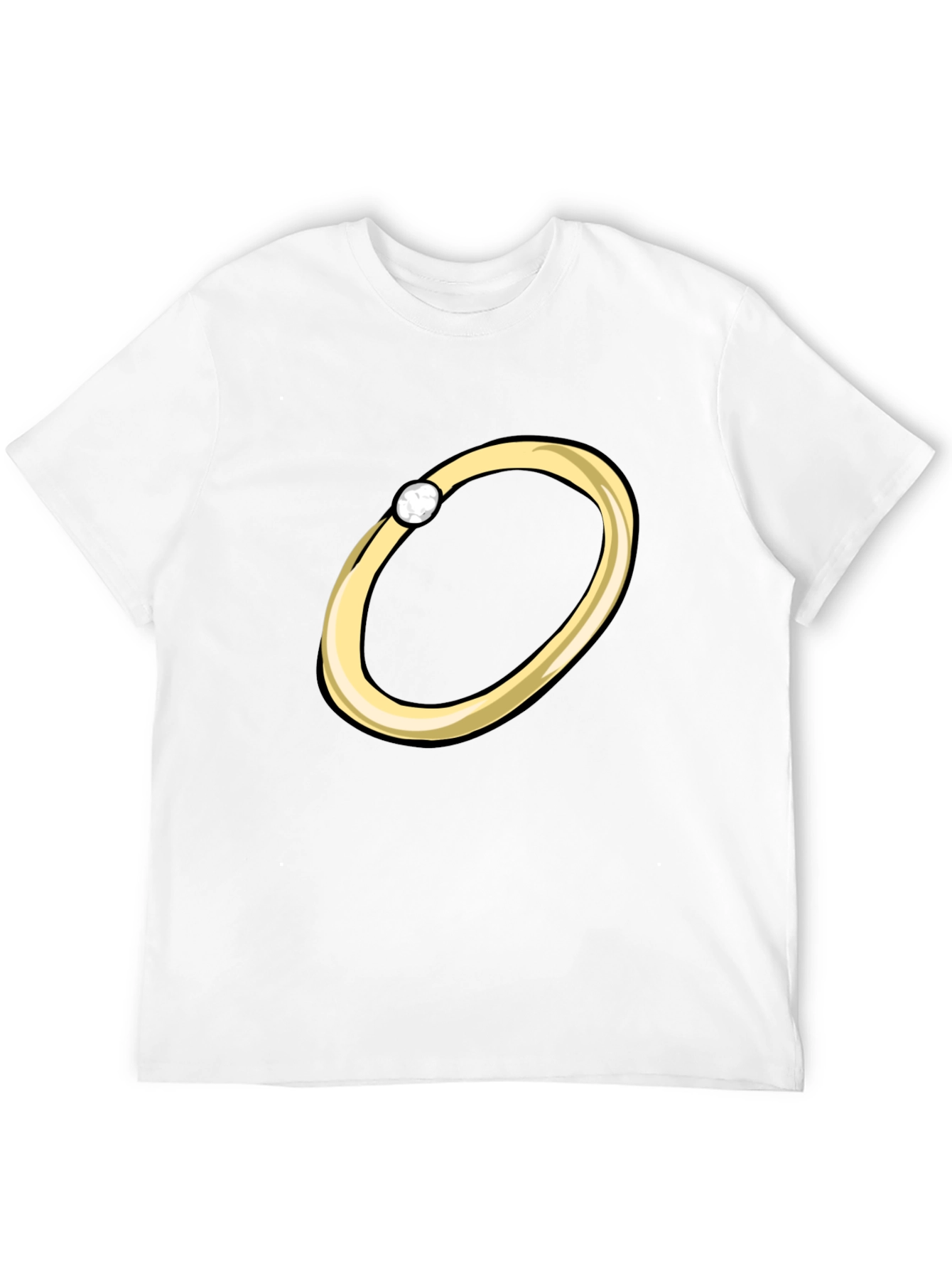 Cartoon Ring Graphic Tee - Stylish Black T-Shirt