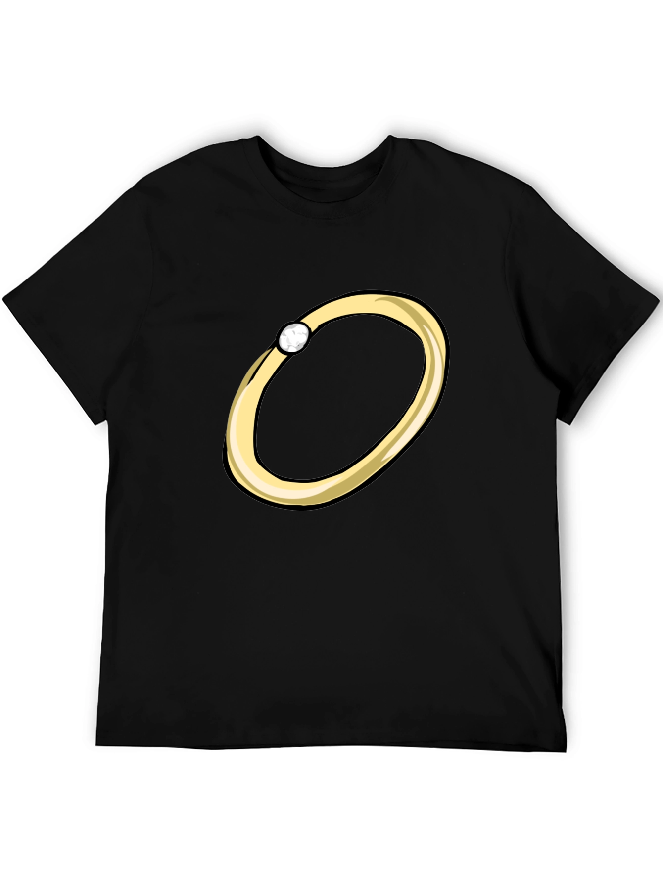 Cartoon Ring Graphic Tee - Stylish Black T-Shirt