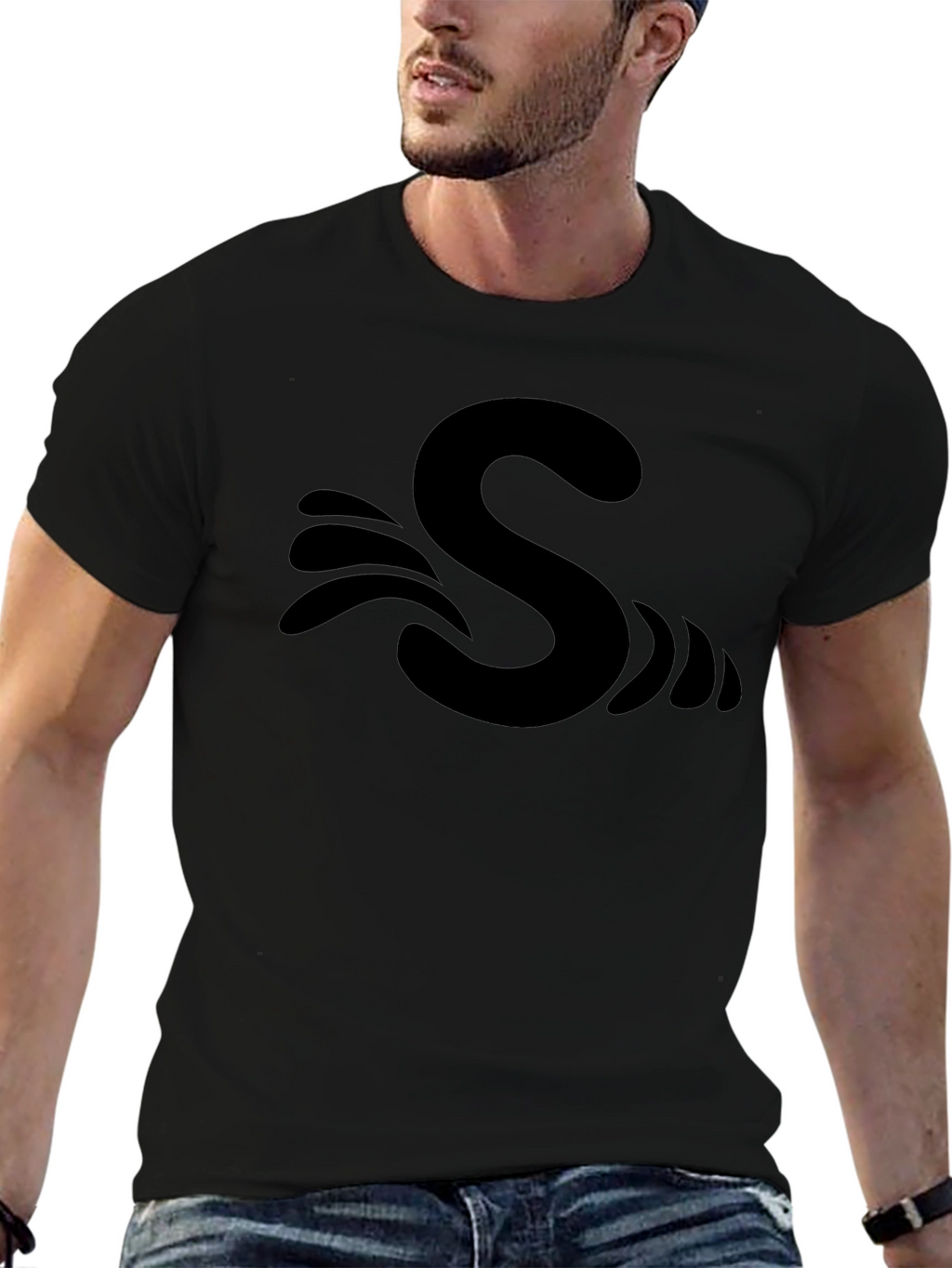 S Wave Black T-Shirt