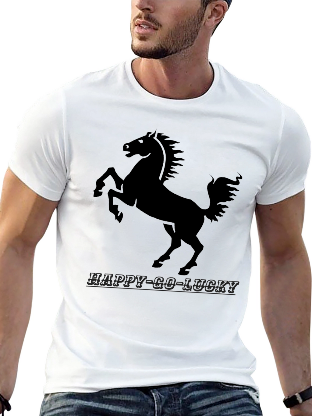 Black Horse Graphic Tee - Happy-Go-Lucky Style