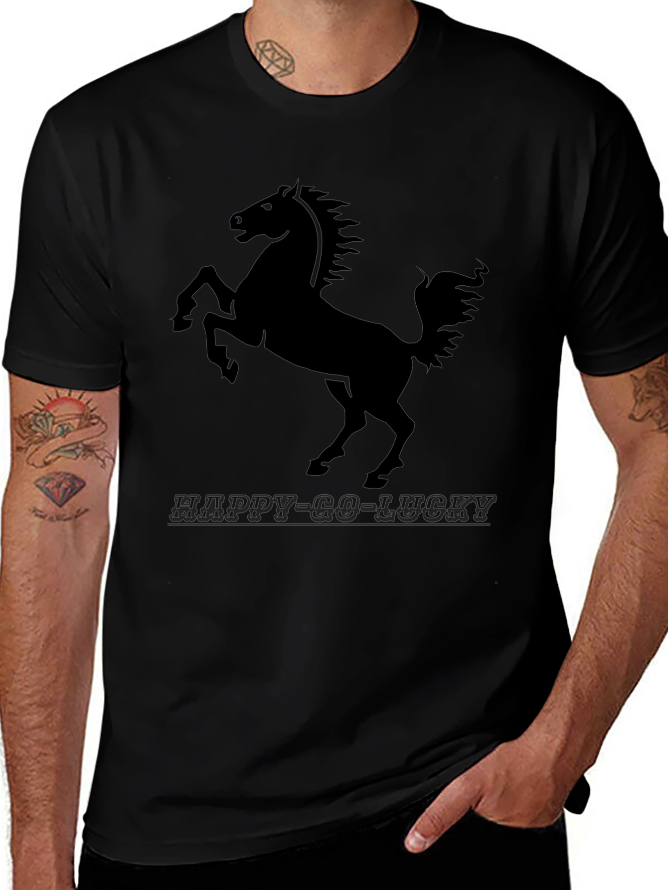 Black Horse Graphic Tee - Happy-Go-Lucky Style