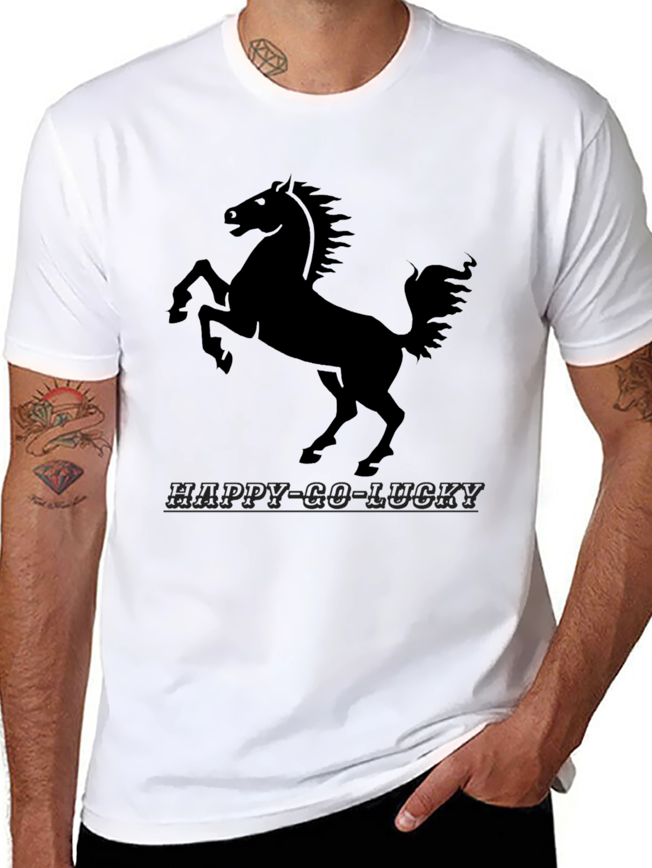 Black Horse Graphic Tee - Happy-Go-Lucky Style