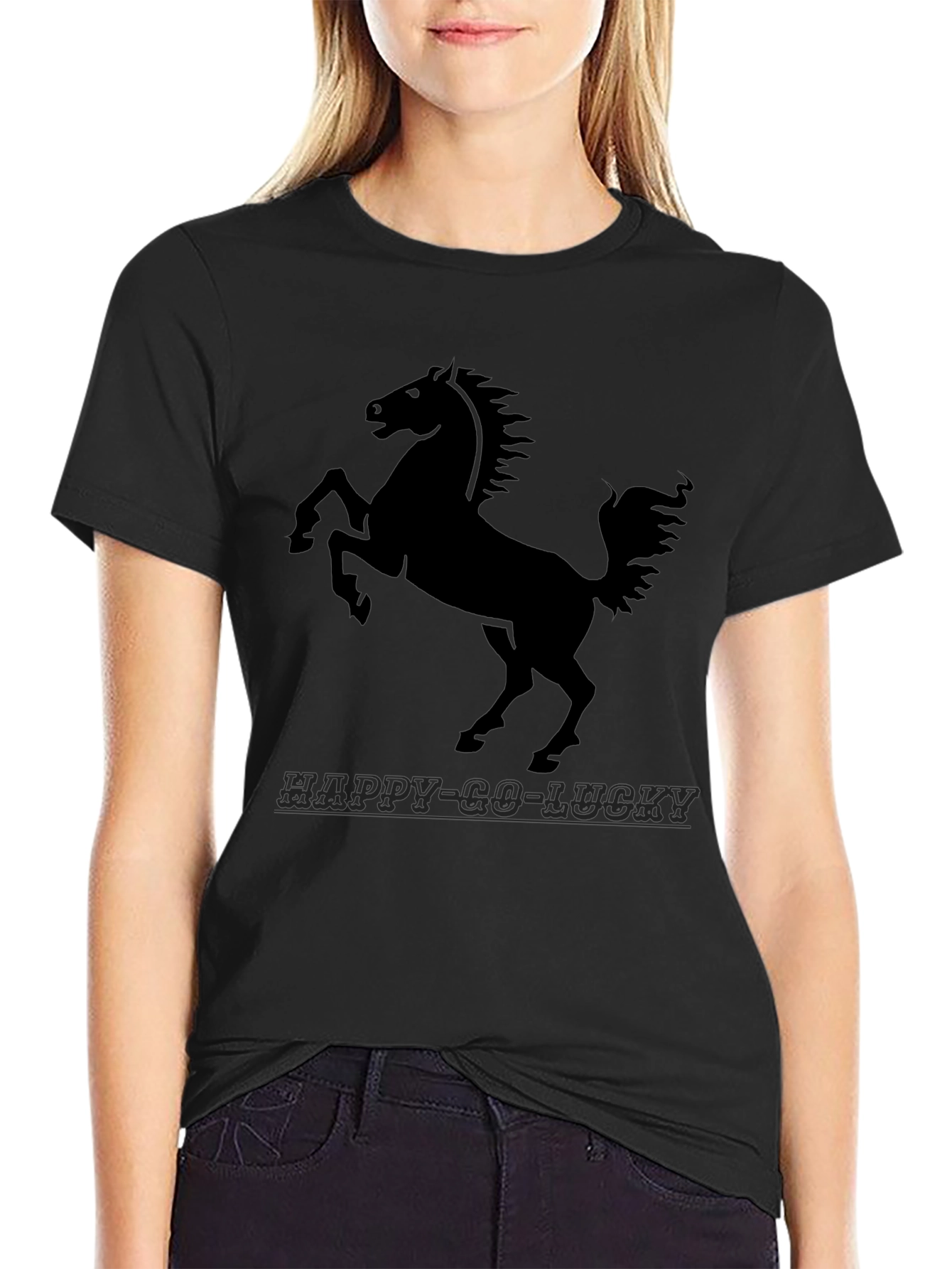 Black Horse Graphic Tee - Happy-Go-Lucky Style