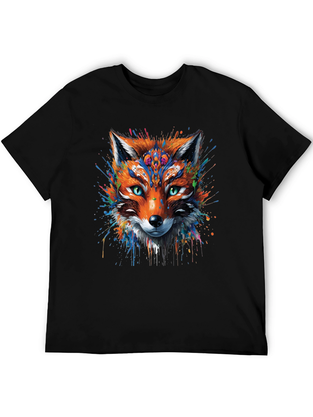 Abstract Fox Graphic Black T-Shirt