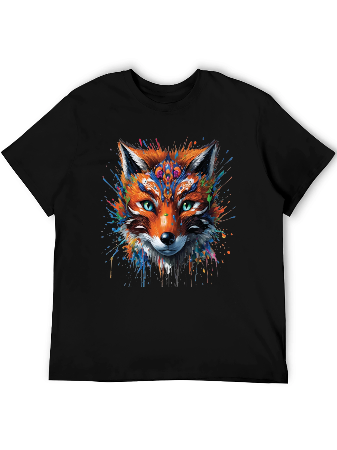 Abstract Fox Graphic Black T-Shirt