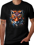 Abstract Fox Graphic Black T-Shirt