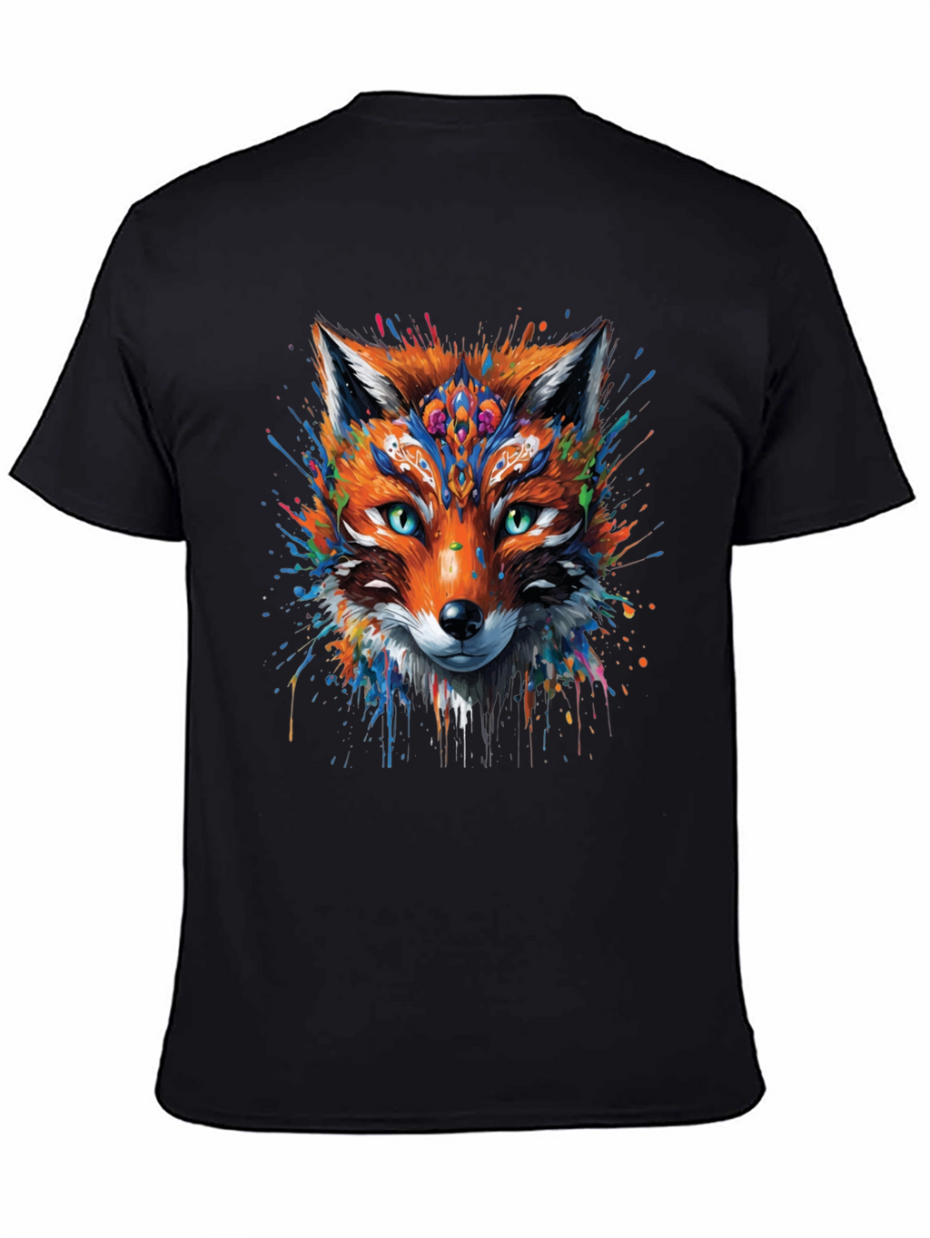 Abstract Fox Graphic Black T-Shirt