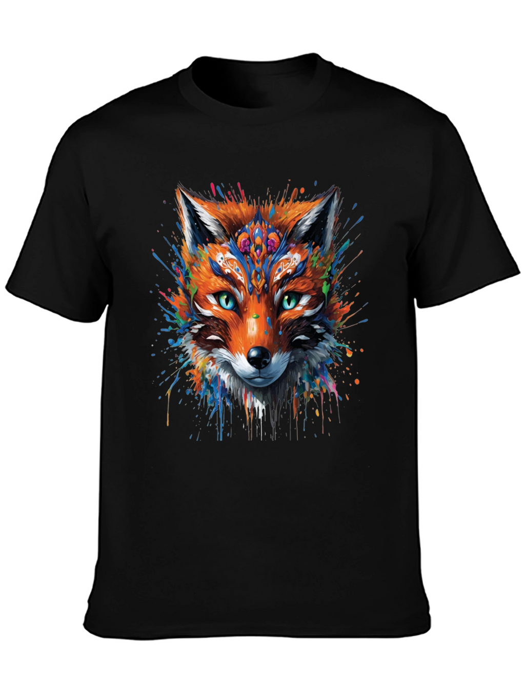 Abstract Fox Graphic Black T-Shirt