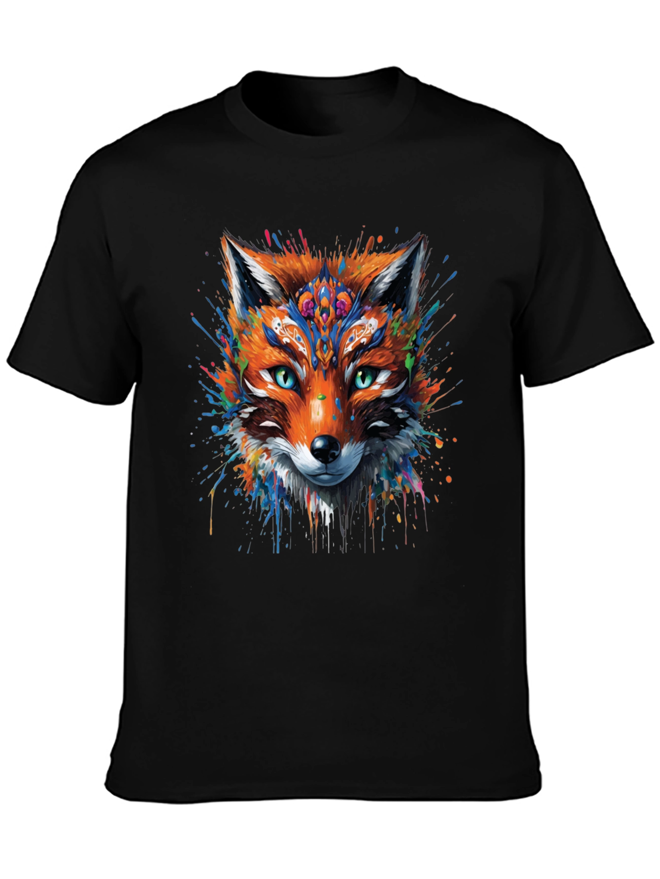 Abstract Fox Graphic Black T-Shirt