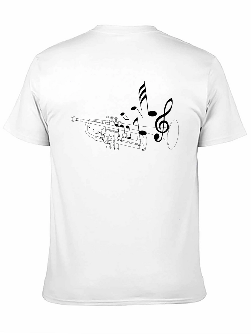 Trumpet & Music Notes Graphic Black T-Shirt