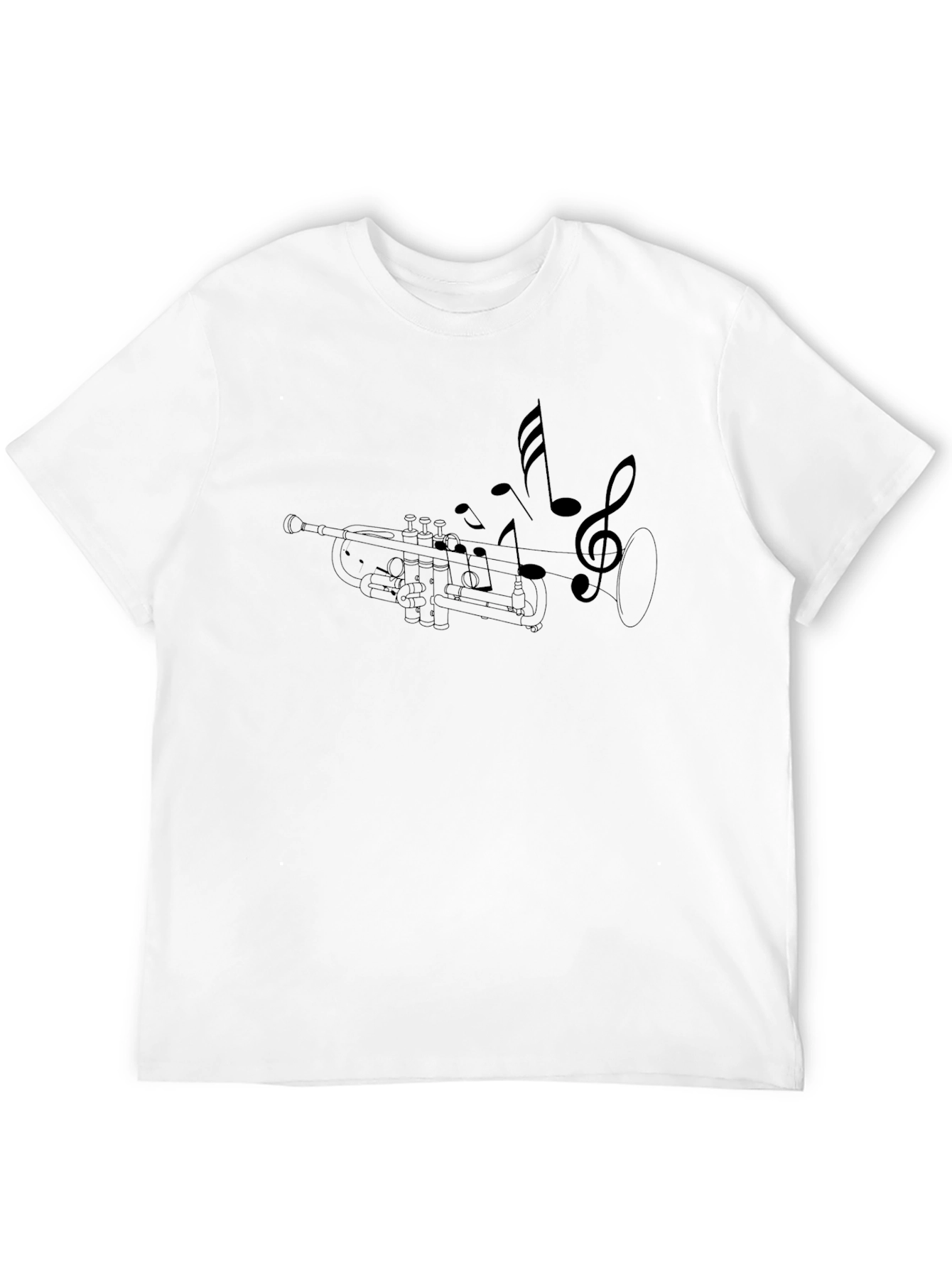 Trumpet & Music Notes Graphic Black T-Shirt