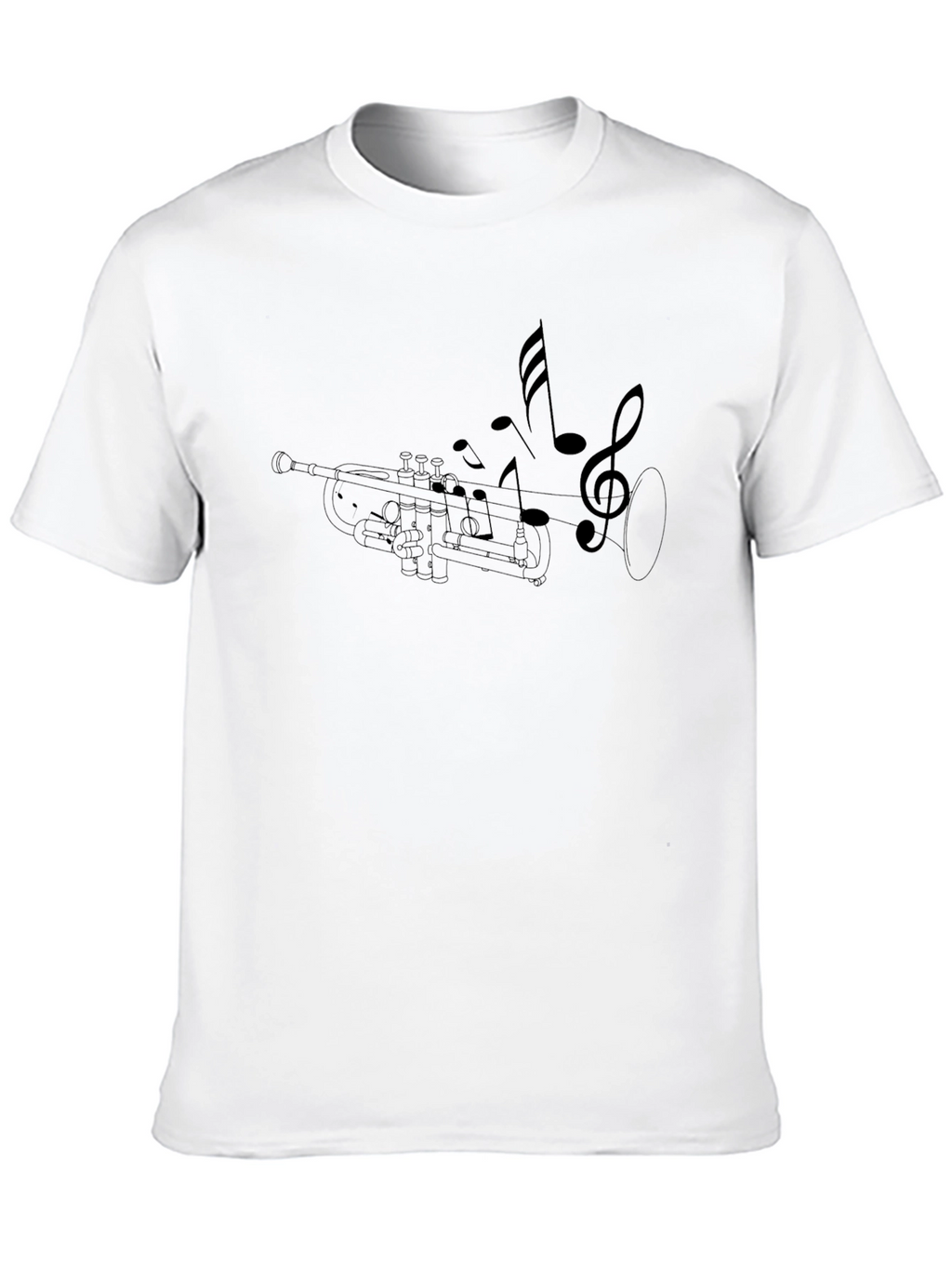 Trumpet & Music Notes Graphic Black T-Shirt