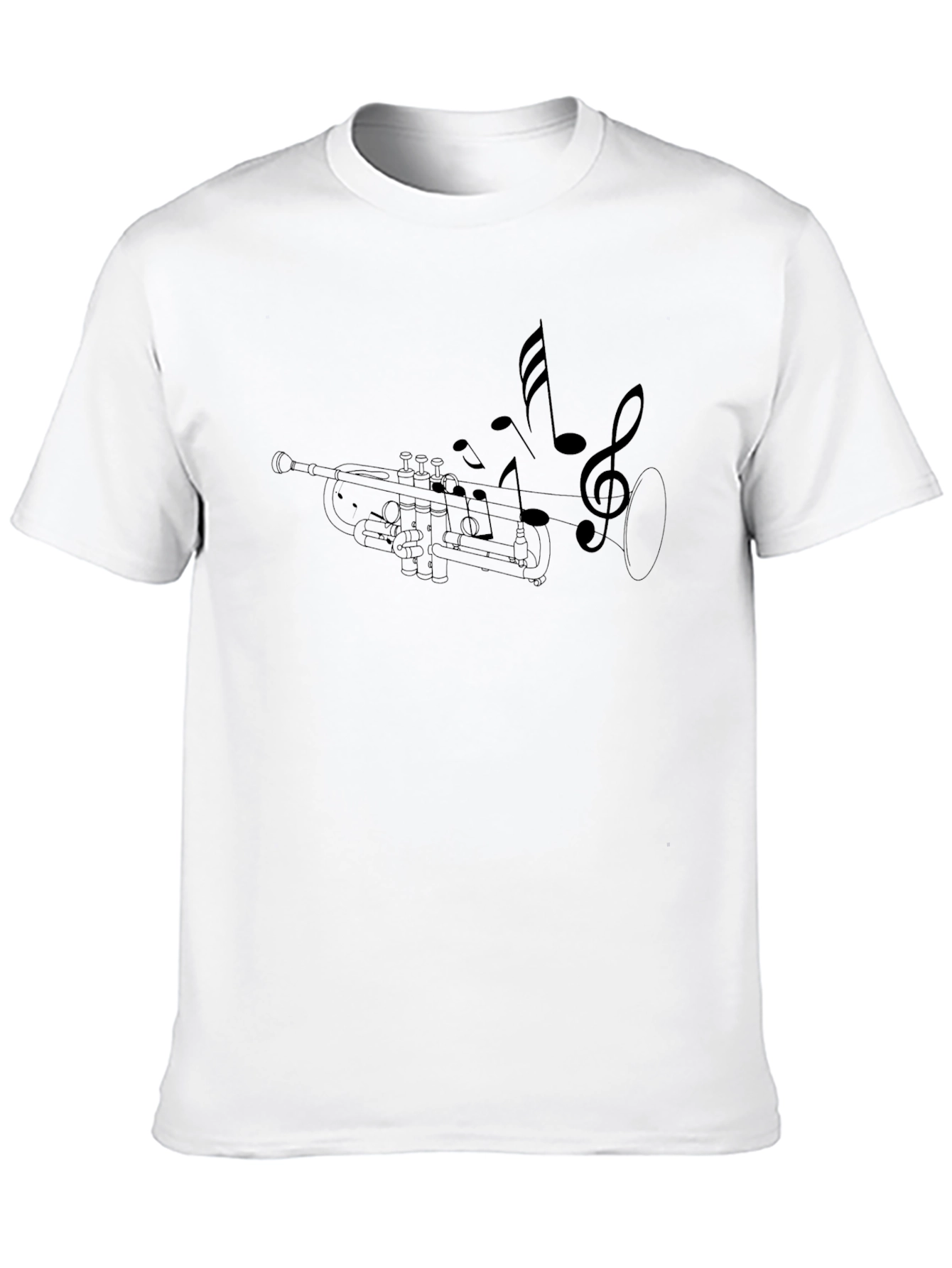 Trumpet & Music Notes Graphic Black T-Shirt