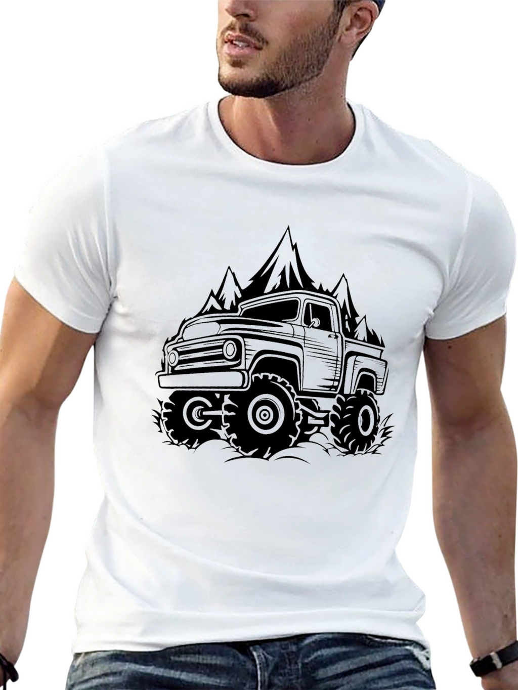 Off-Road Truck & Mountain Graphic Tee - Black