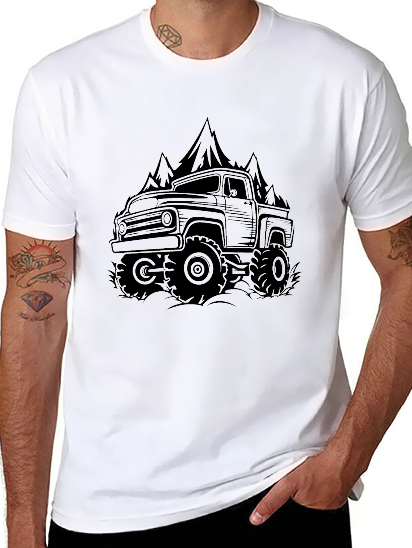 Off-Road Truck & Mountain Graphic Tee - Black