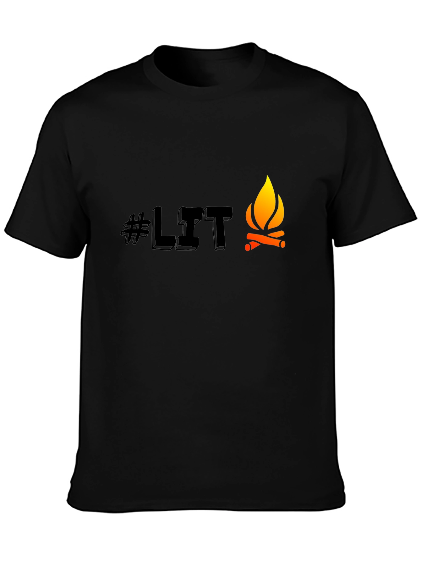 Mens Black #LIT Campfire Graphic Tee
