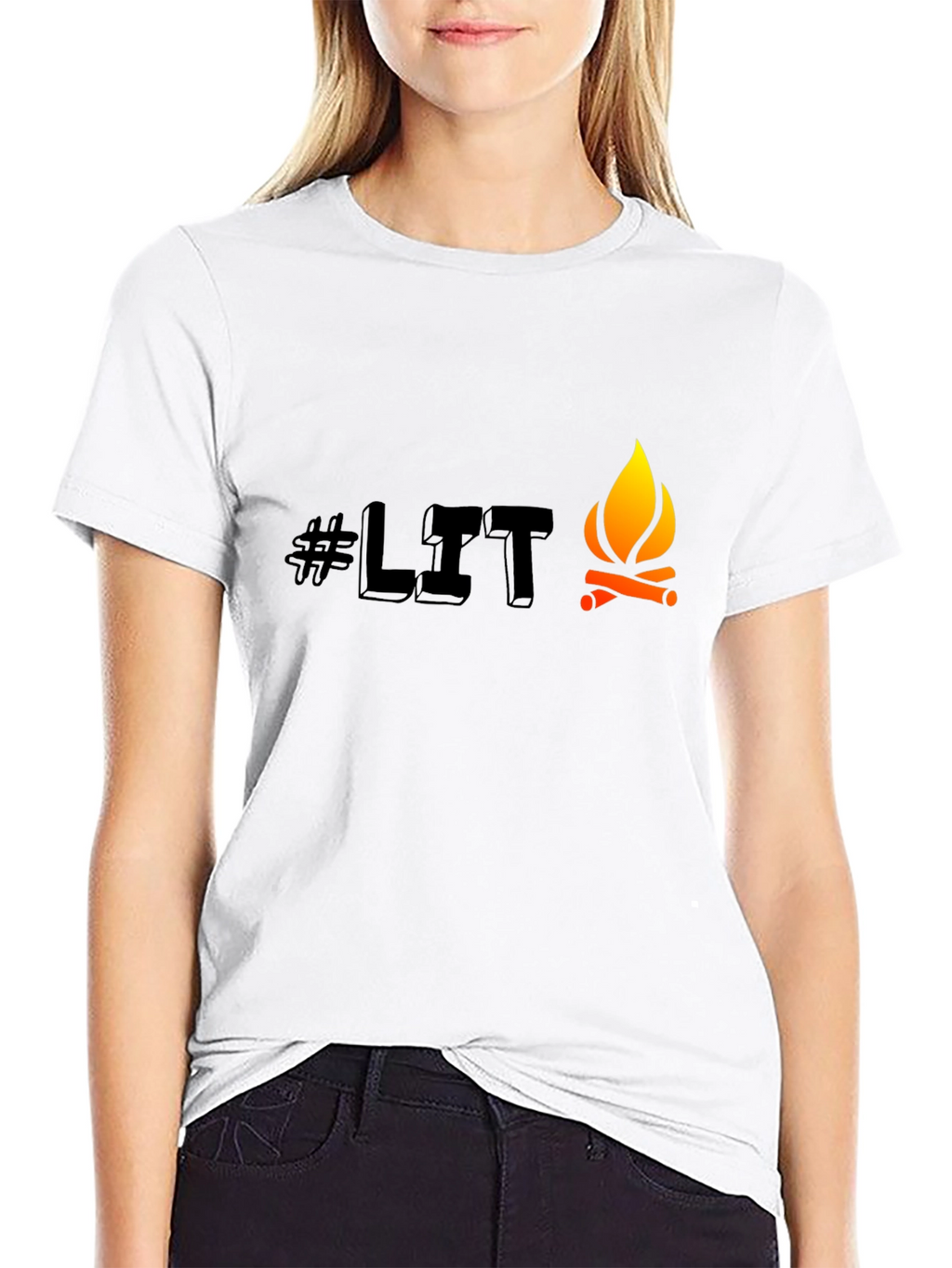 Mens Black #LIT Campfire Graphic Tee