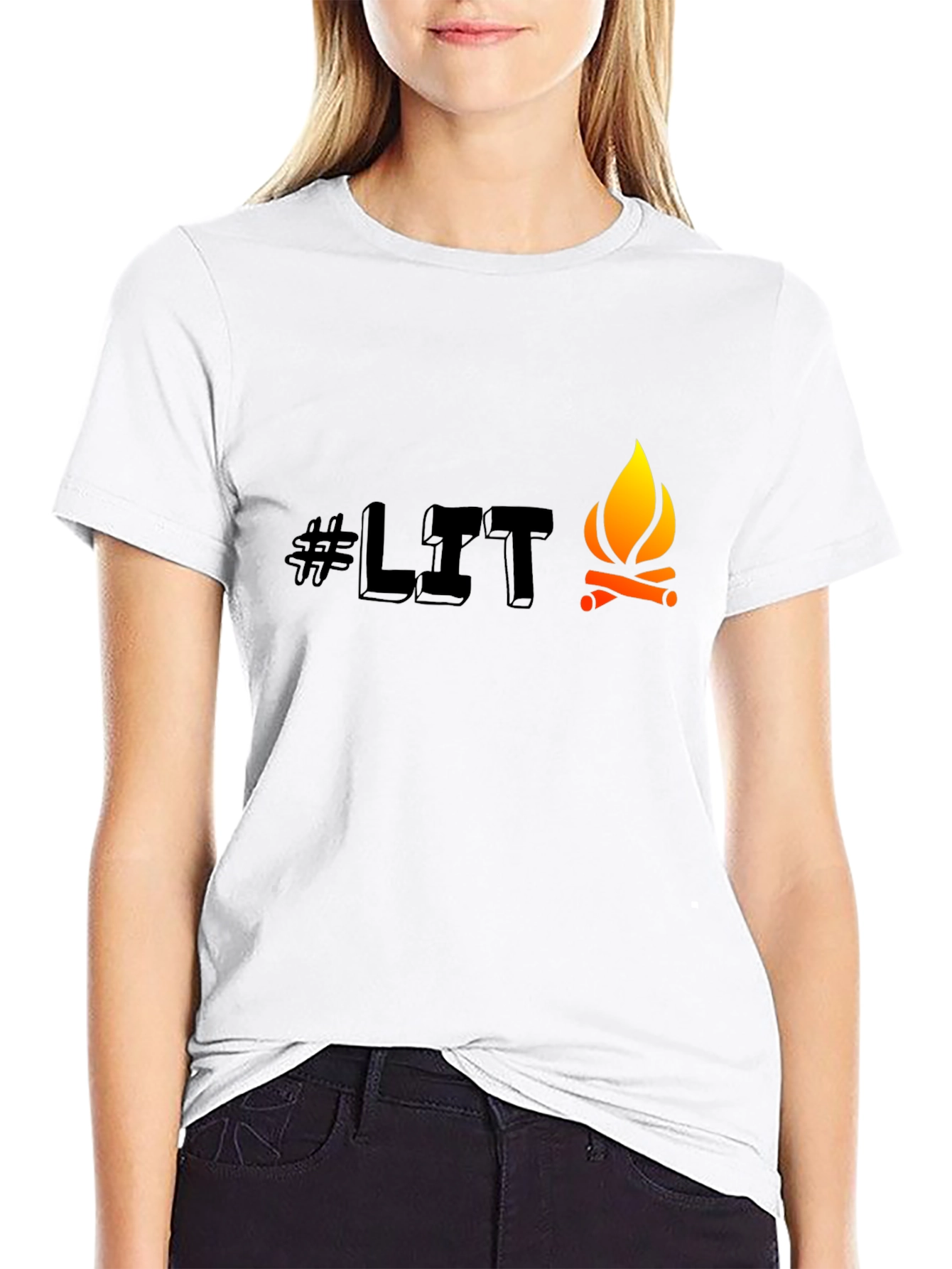 Mens Black #LIT Campfire Graphic Tee