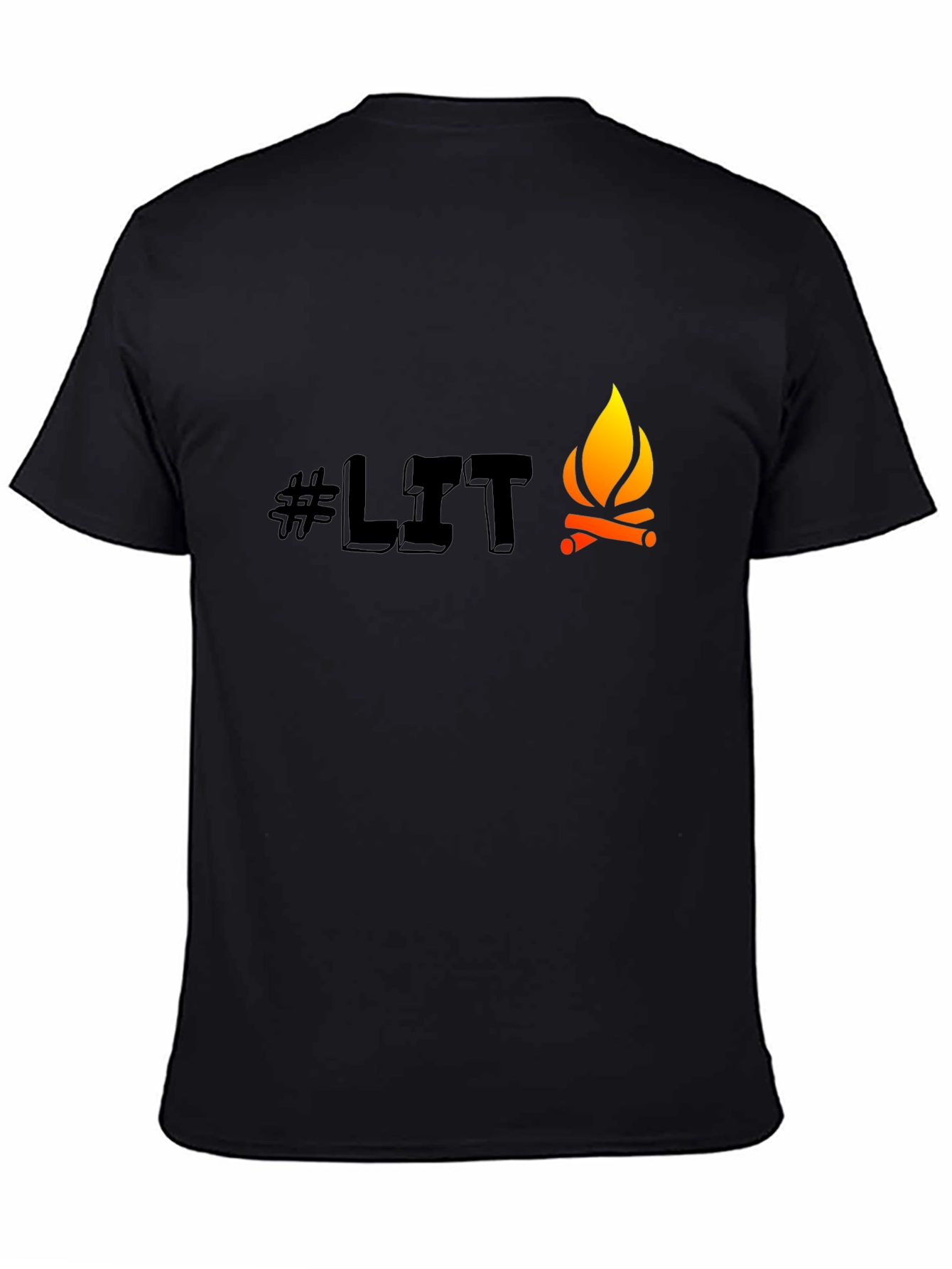 Mens Black #LIT Campfire Graphic Tee