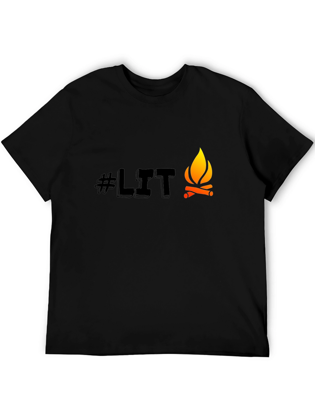 Mens Black #LIT Campfire Graphic Tee