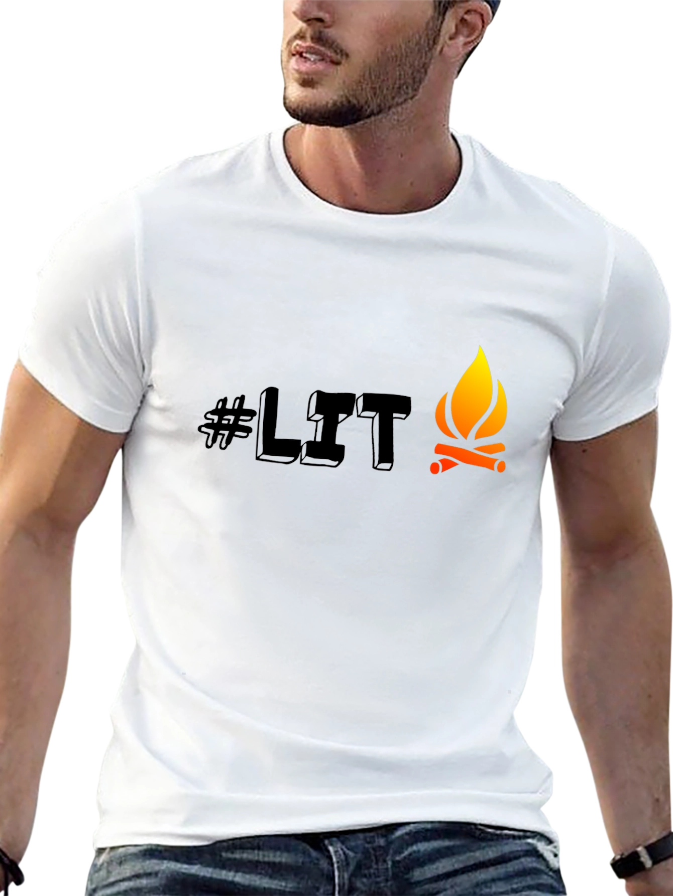 Mens Black #LIT Campfire Graphic Tee
