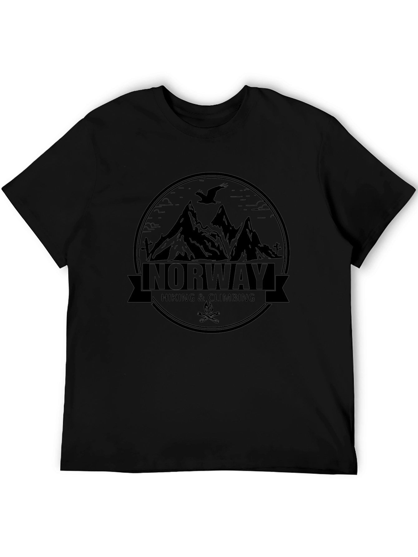 Norway Hiking Climbing Graphic Black T-Shirt