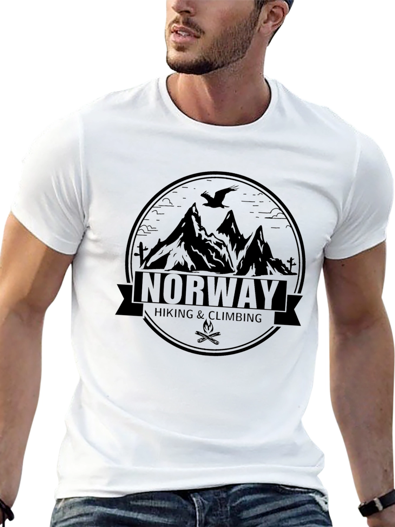 Norway Hiking Climbing Graphic Black T-Shirt