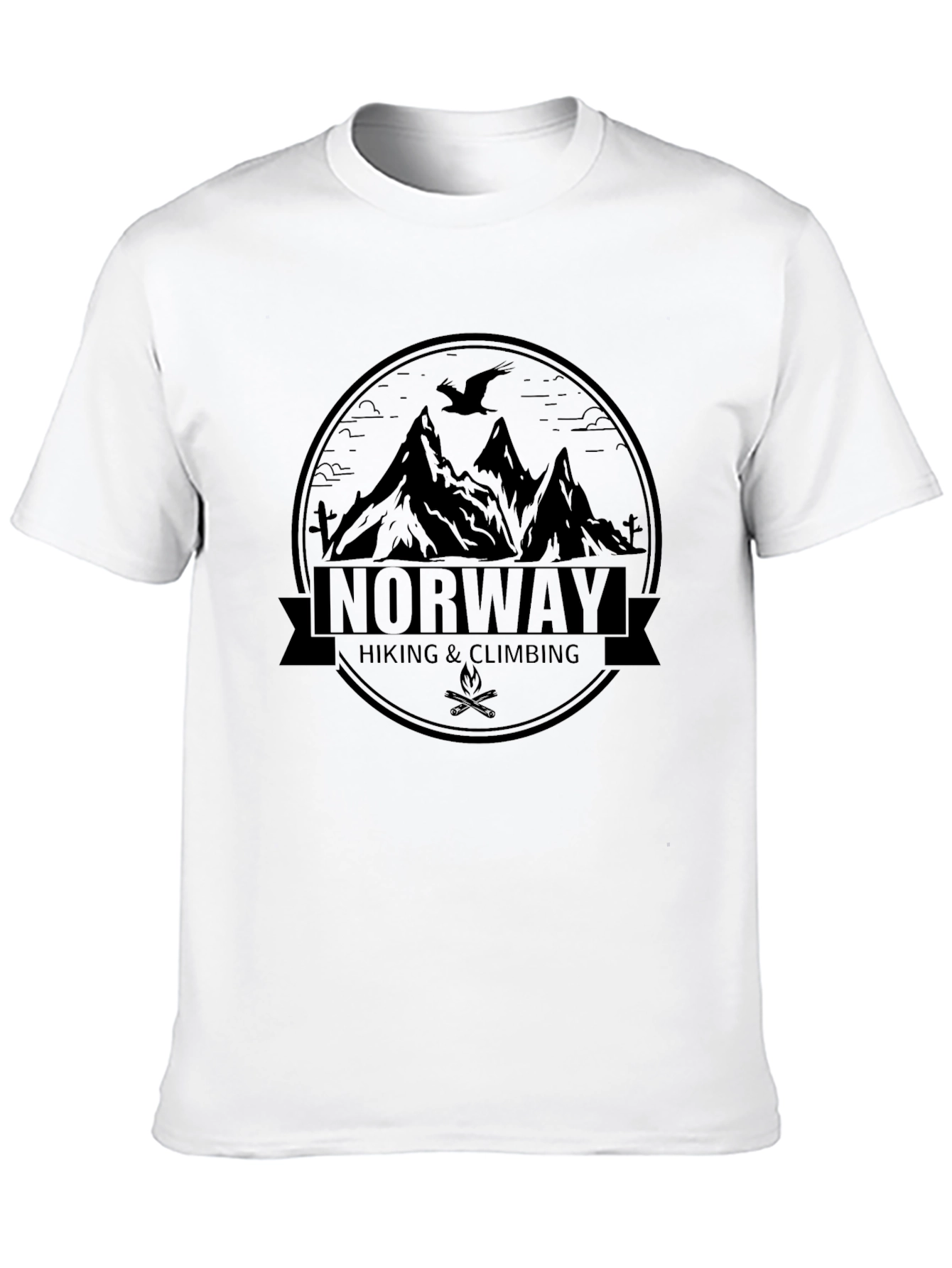 Norway Hiking Climbing Graphic Black T-Shirt