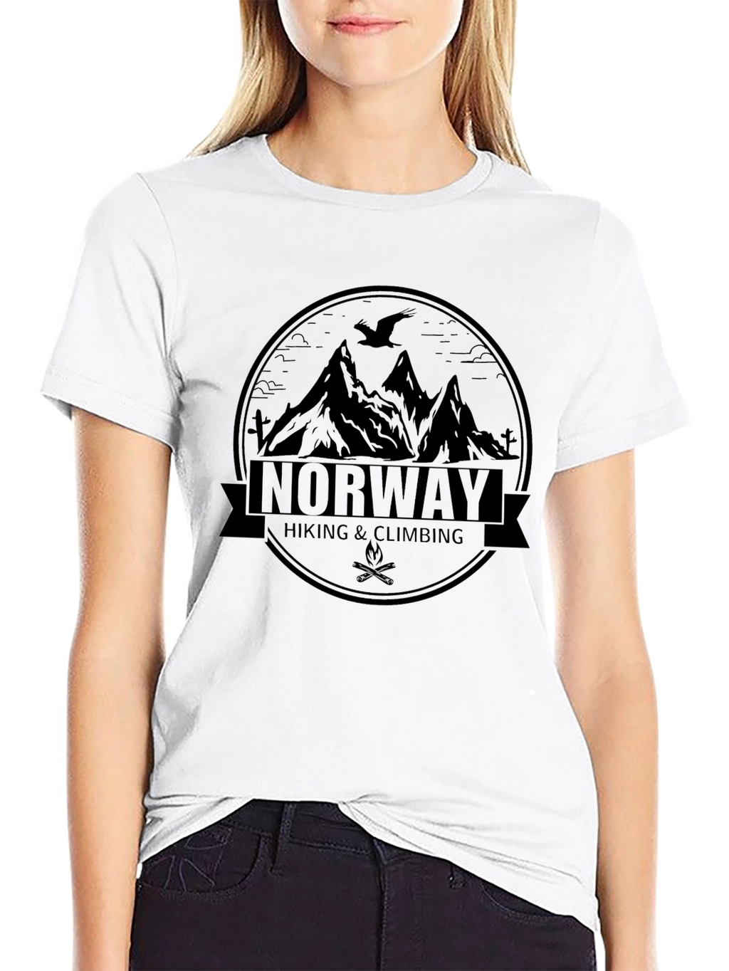 Norway Hiking Climbing Graphic Black T-Shirt