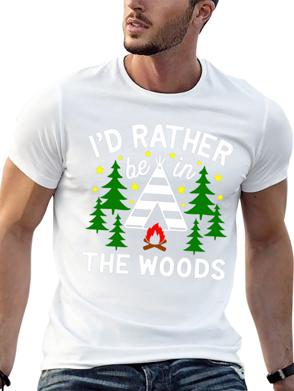 Id Rather Be In The Woods Camping T-Shirt