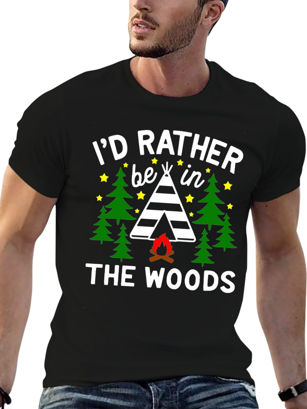Id Rather Be In The Woods Camping T-Shirt