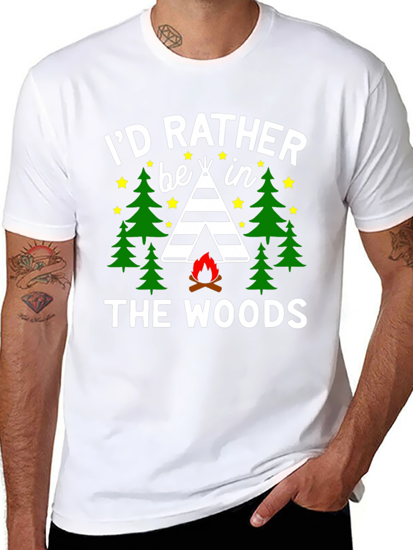 Id Rather Be In The Woods Camping T-Shirt