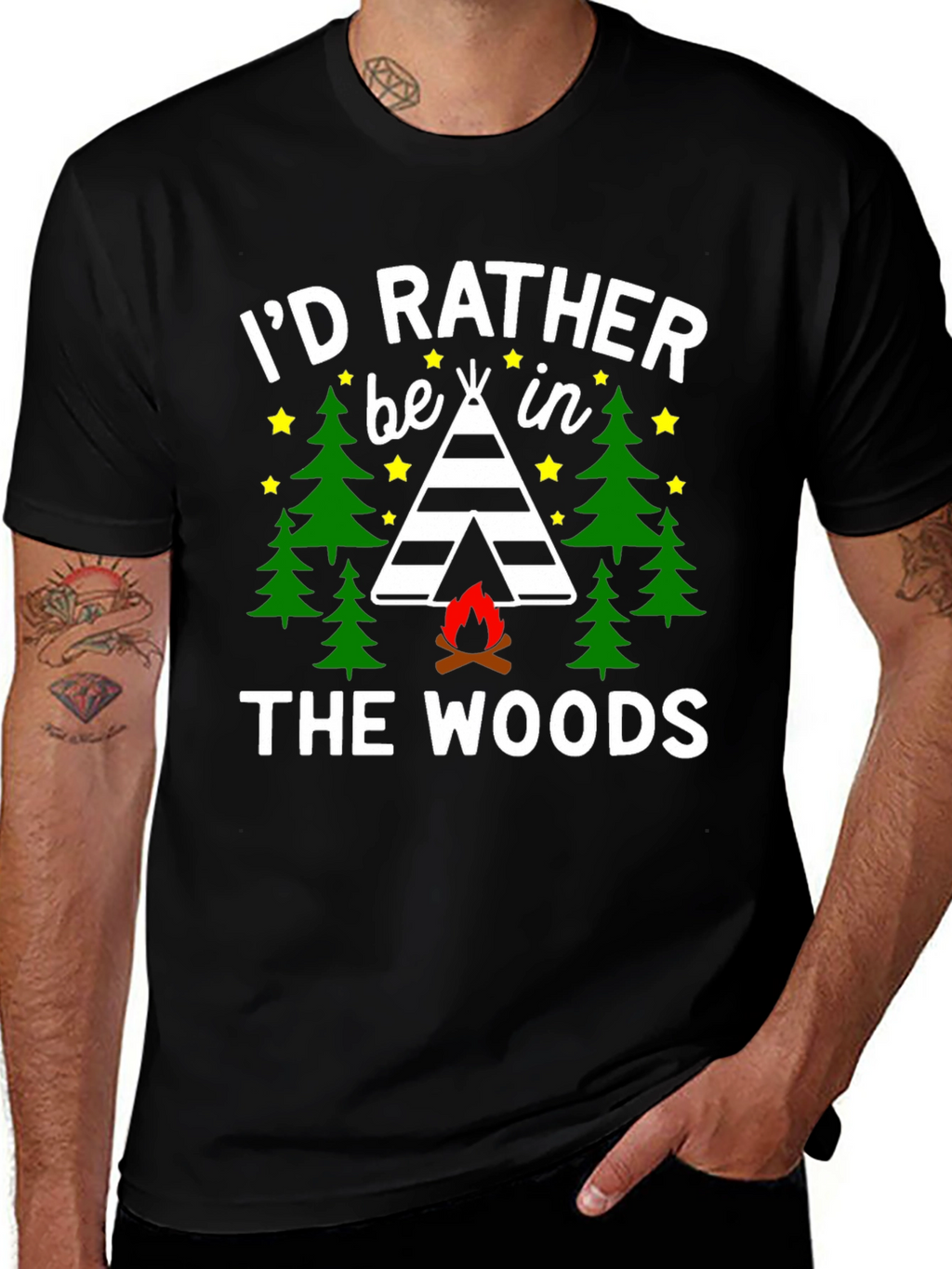 Id Rather Be In The Woods Camping T-Shirt