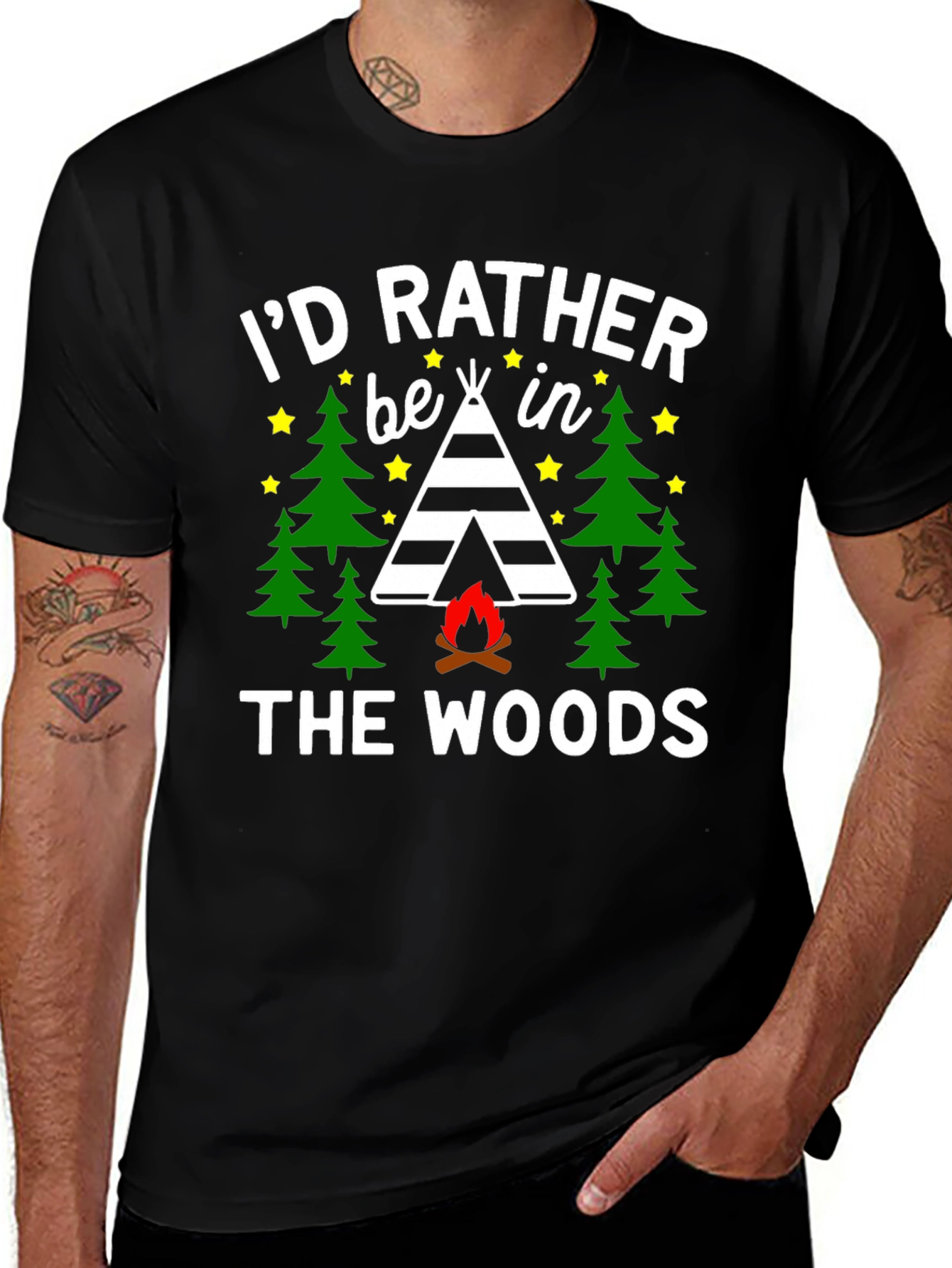Id Rather Be In The Woods Camping T-Shirt