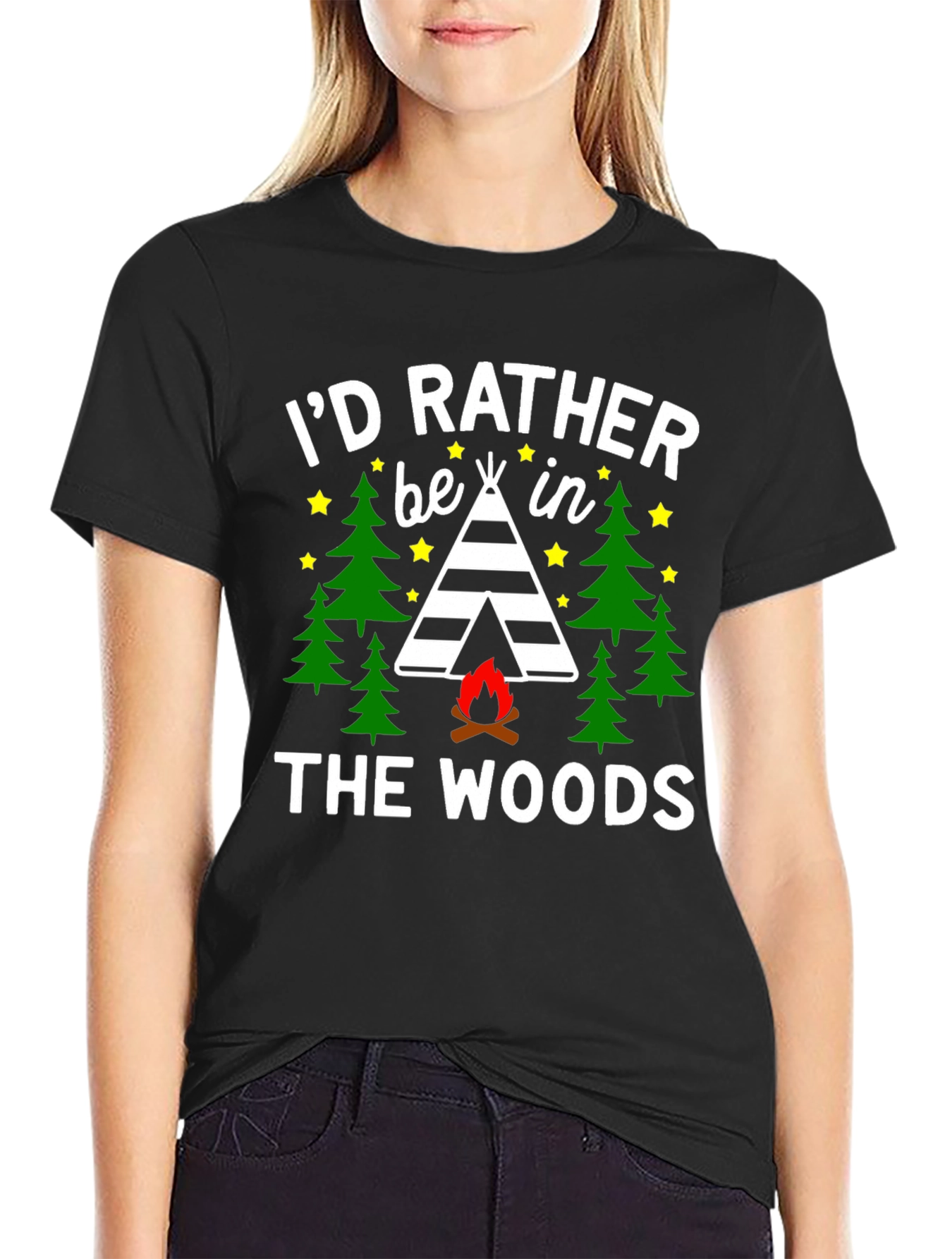 Id Rather Be In The Woods Camping T-Shirt