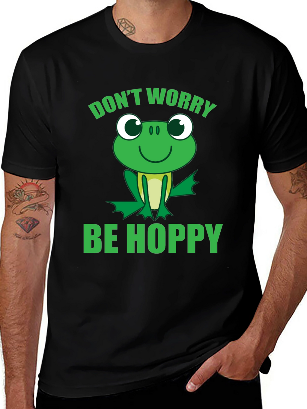 Dont Worry Be Hoppy Frog Graphic Tee
