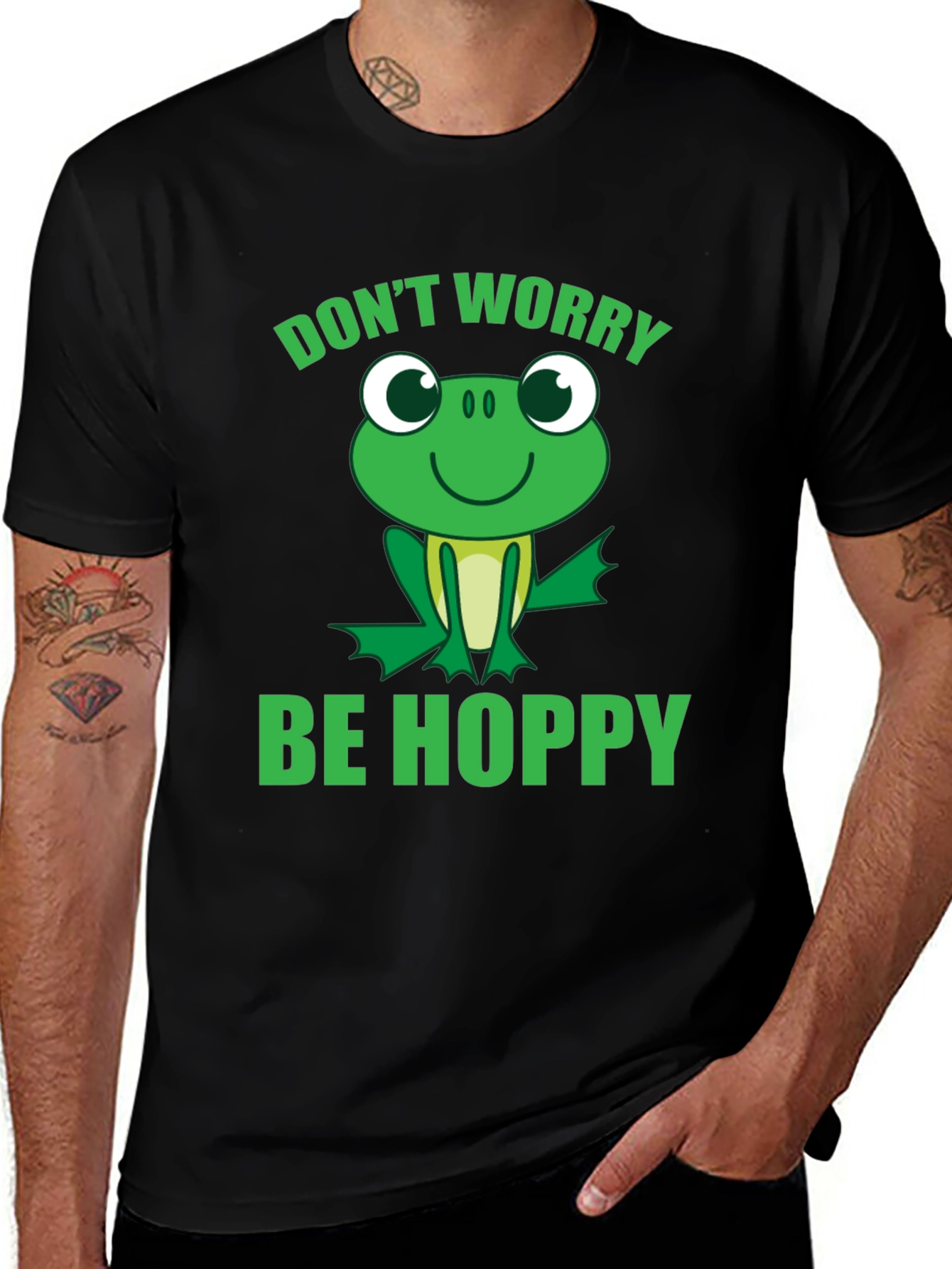 Dont Worry Be Hoppy Frog Graphic Tee