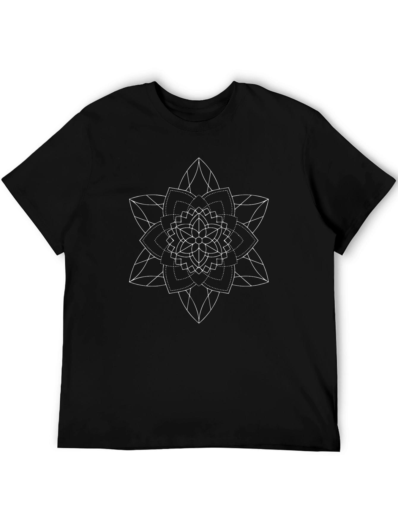Geometric Mandala Graphic Black T-Shirt