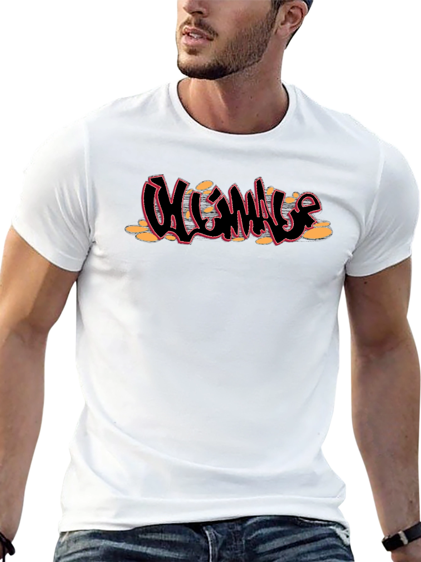 Black T-Shirt with Graffiti Style Design