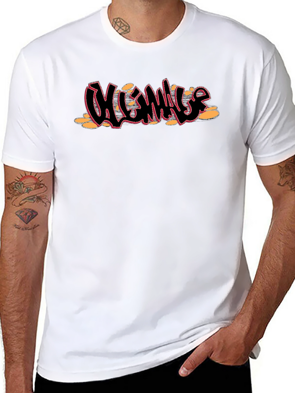 Black T-Shirt with Graffiti Style Design