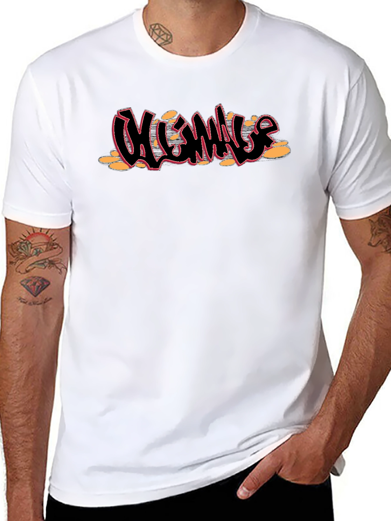 Black T-Shirt with Graffiti Style Design